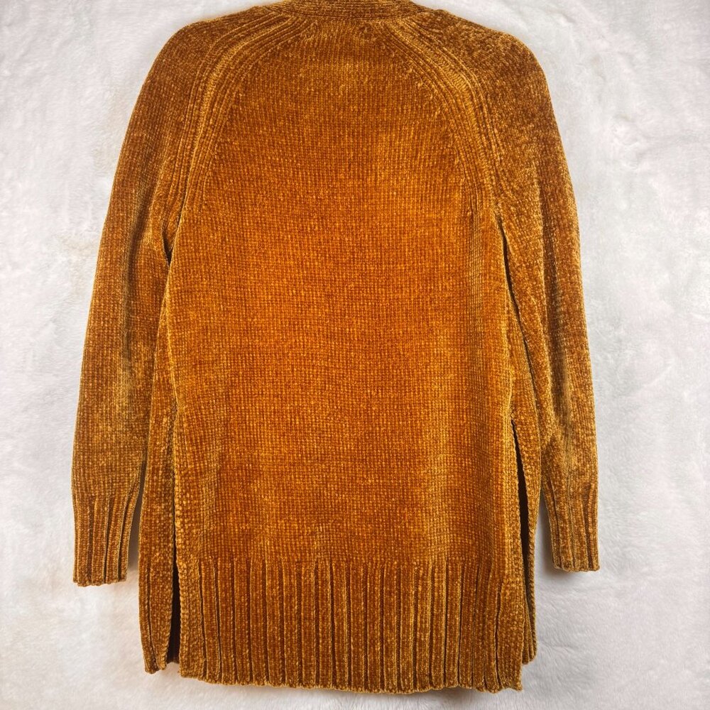 A0006 Loft Gold Mustard Yellow Chenille Long Cardigan XS - Picture 9 of 14
